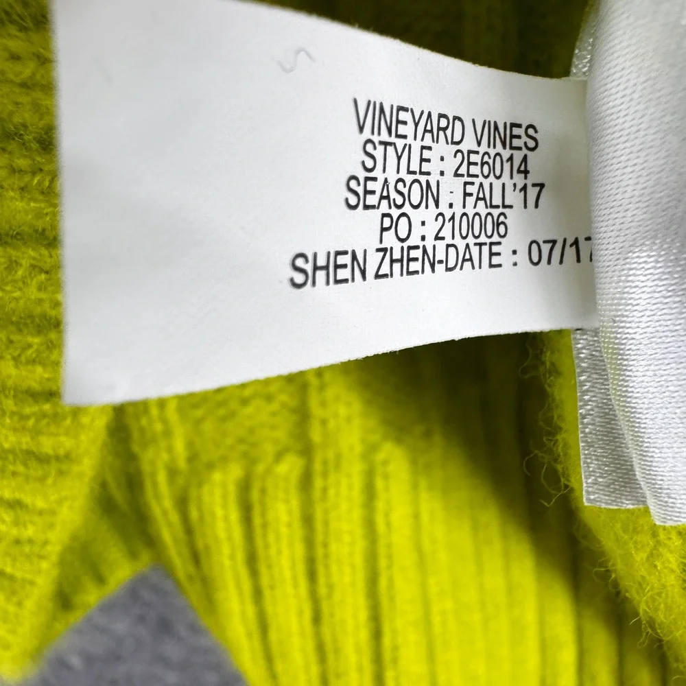 Vineyard Vines Women Cable Knit Sweater Size XS Bright Lime‎ Wool Cashmere Blend - Picture 4 of 7